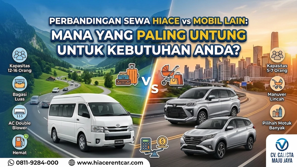 Perbandingan Sewa Hiace vs Mobil Lain: Pilih Mana yang Untung? Perbandingan Sewa Hiace vs Mobil Lain Calista Maju Jaya